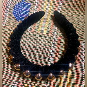 Embellished Jumbo Headband Black w/ Gold Ball Studs